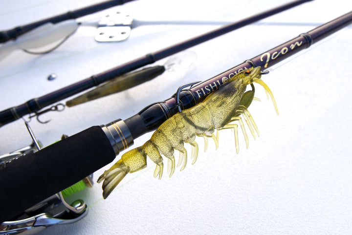 Fishlogica Icon FIS-750M rod tip with prawn lure attached