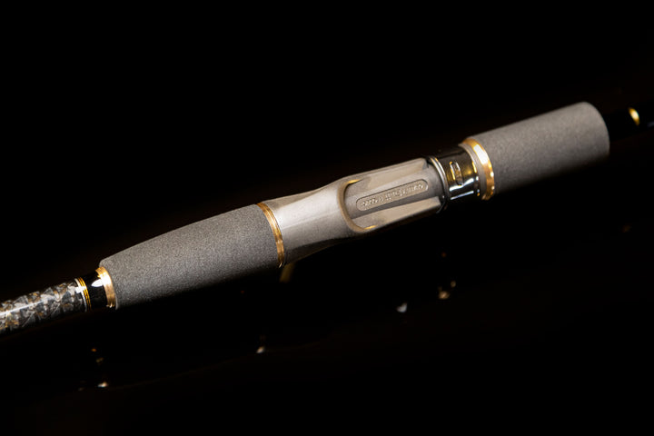 Detail of reel seat locking nut on the premium Fishlogica FAP-690H slow pitch rod