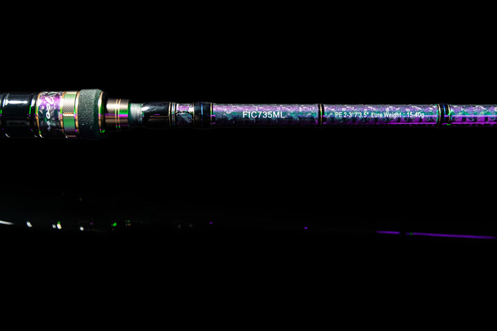 Handle section showing purple wrap detail on the Icon FIC-735ML Barramundi rod