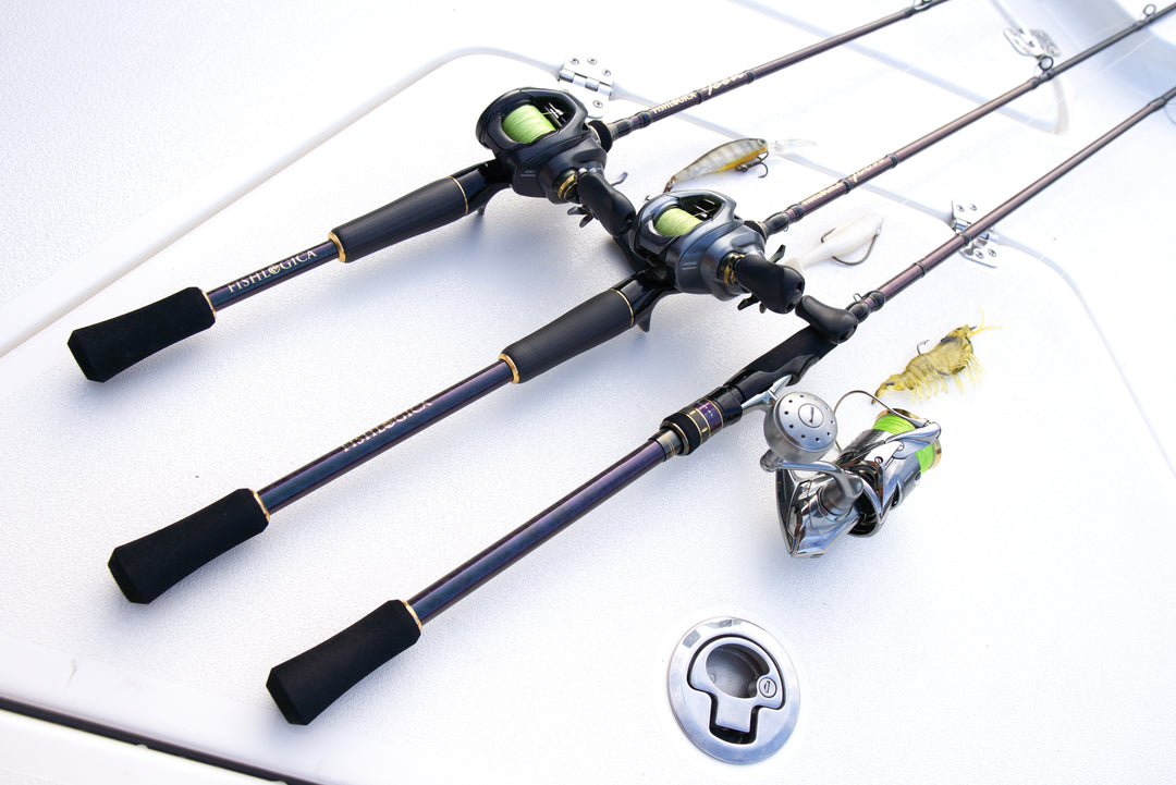 Fishlogica Icon rod butt sections with baitcasting and spinning reels attached